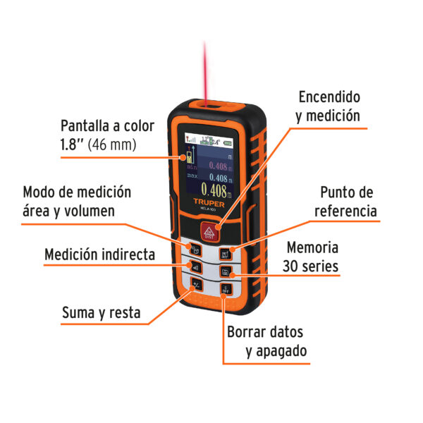 Medidor láser de distancia de 0.05 m a 100 m TRUPER - Image 3